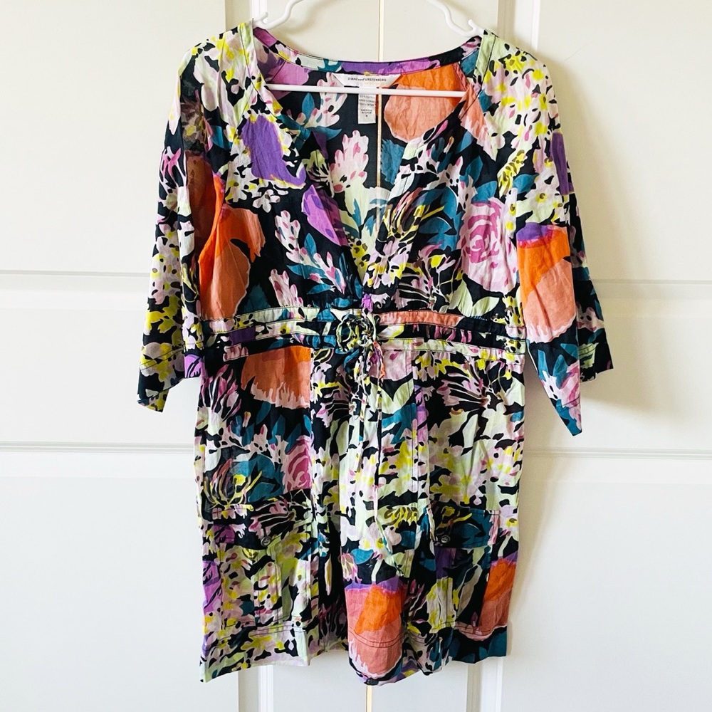 Diane Von Furstenberg Soleil Mya Swim Tropical Floral Cotton Swim Coverup